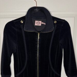 Juicy Couture Velvet Navy Blazer with Gold Accents